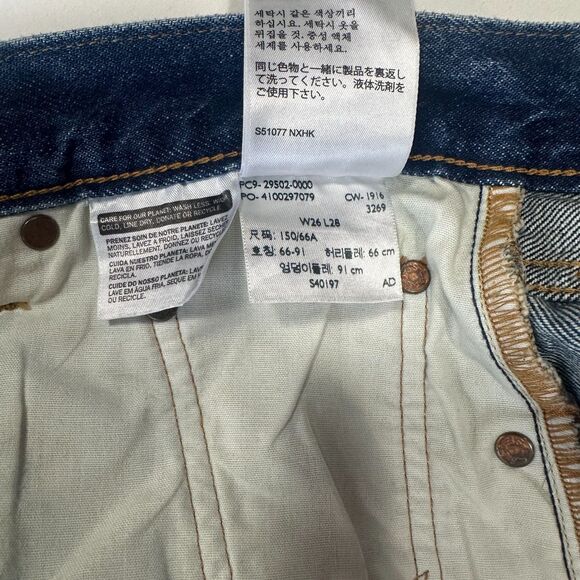 Levis 501 Jeans Womens SELVEDGE White Oak Cone Denim Button Fly Skinny 26 x 28 - Picture 15 of 16